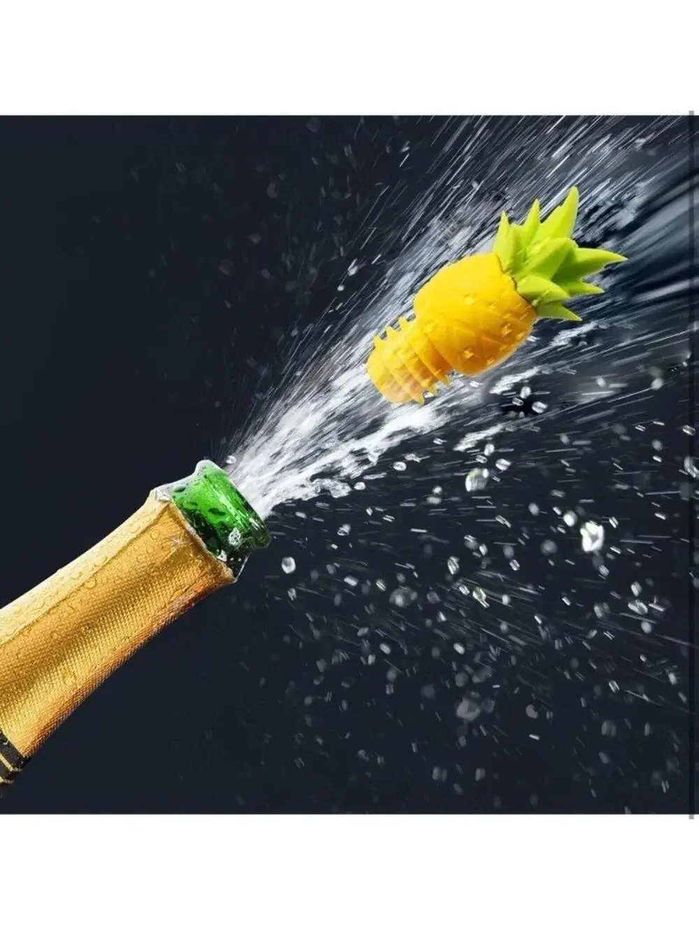 4pc Pineapple Silicone Wine Stopper Set Bottle Sealer Saver Reusable Yellow New
